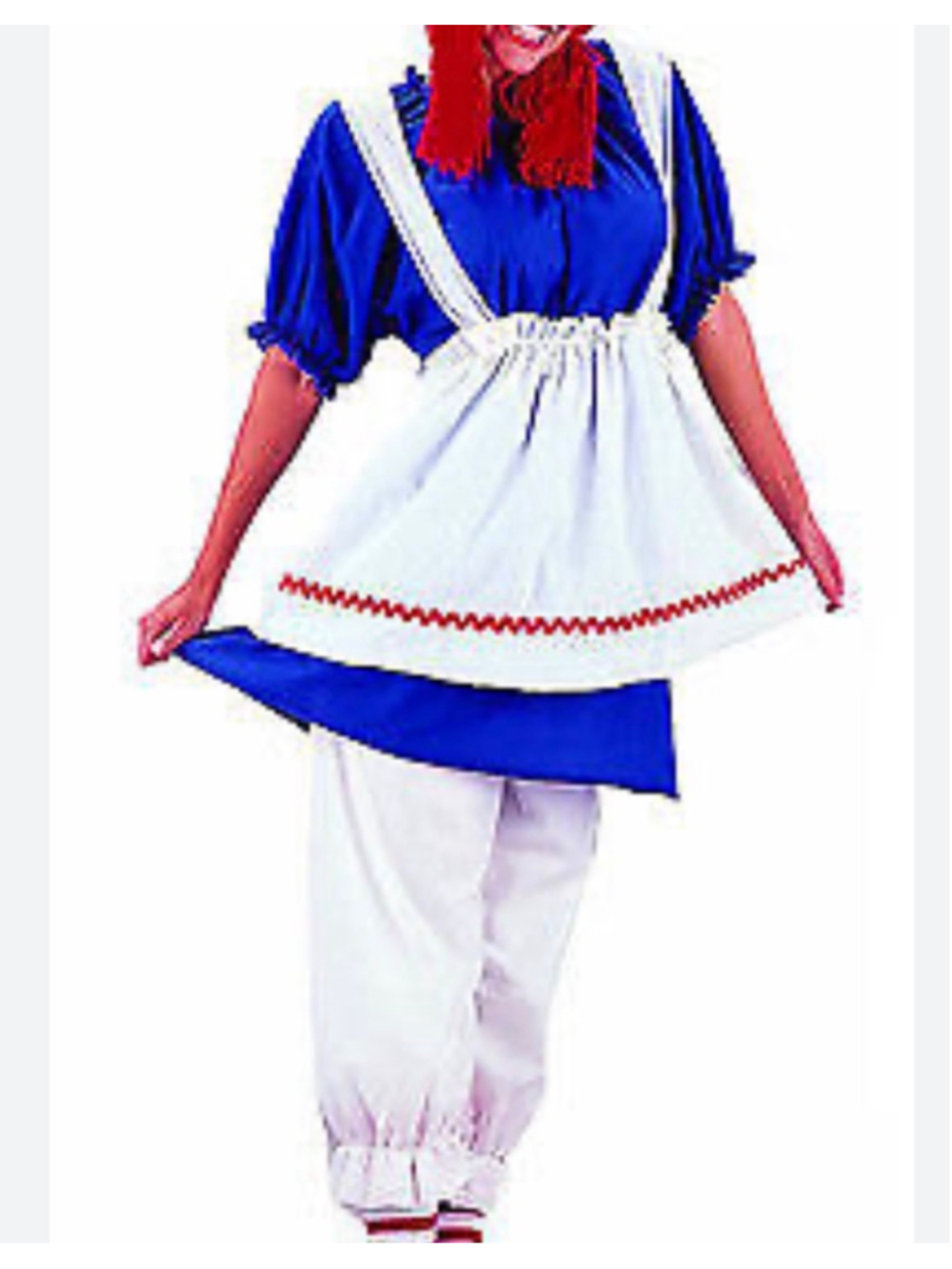 Vintage rag doll Costume Raggedy Ann Halloween cap top apron pantaloons kid sz M